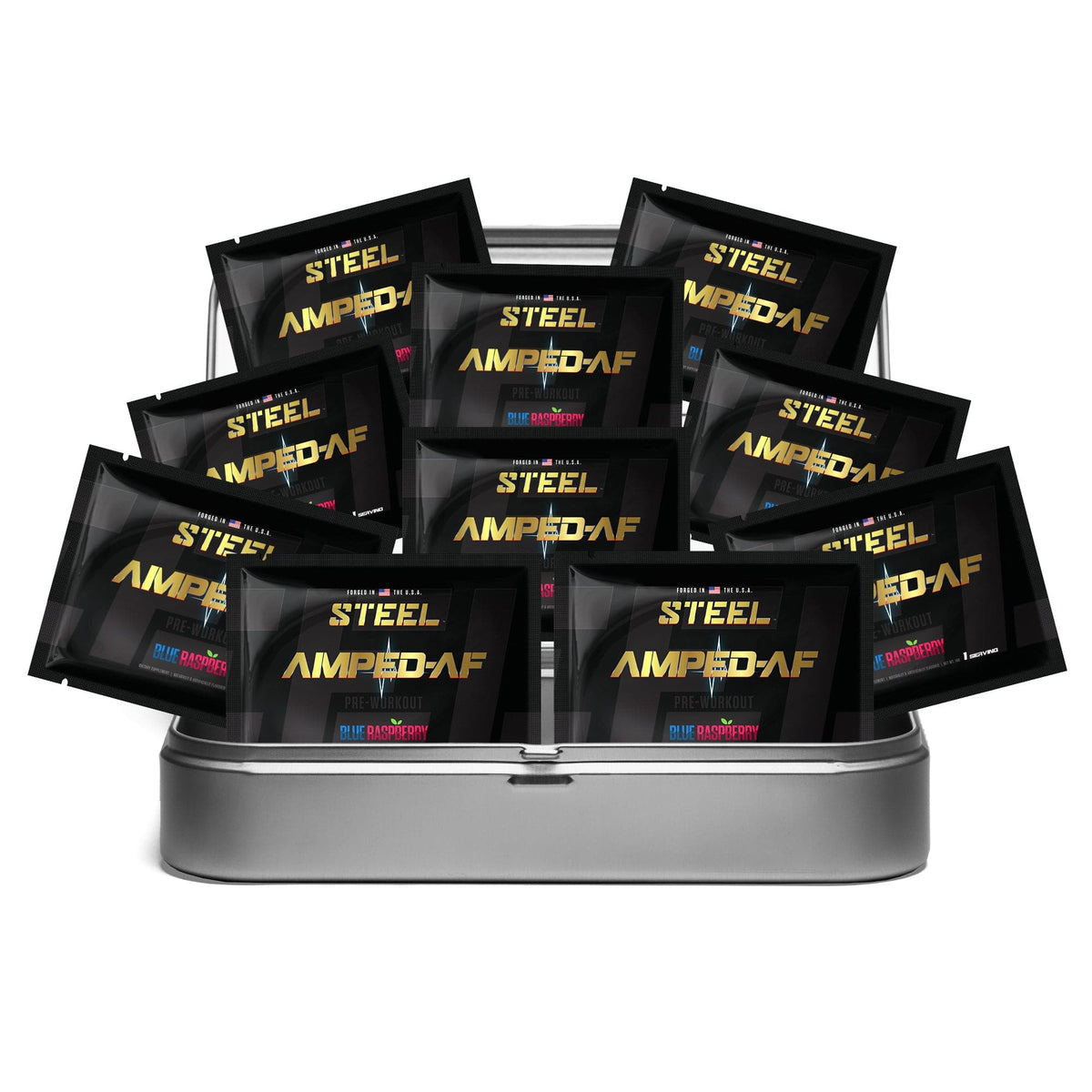 Steel Supplements Sample Blue Raspberry / Travel Kit (10 Samples Packets) Amped-AF Sample Packets