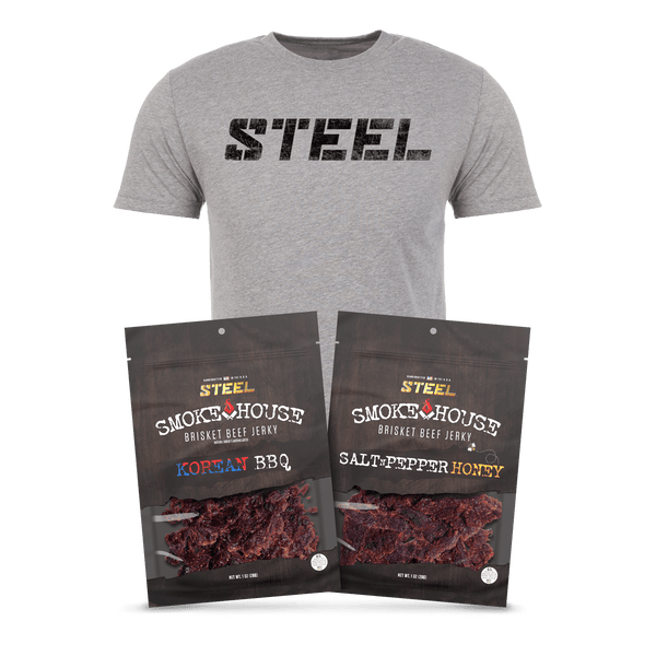 Steel Supplements Bundle XS / Black STEEL on Grey Beef Jerky Bundle
