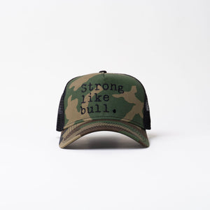 The Steel Supplements Hat Strong like bull. Camo Typewriter