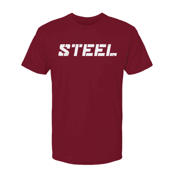 Steel Supplements Apparel S Cardinal with White STEEL T-Shirt