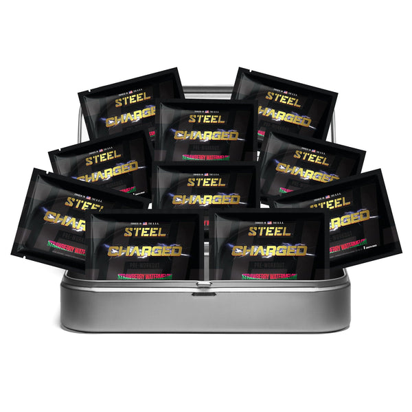 Steel Supplements Sample Strawberry Watermelon / Travel Kit (10 Sample Packets) Charged-AF Sample Packets
