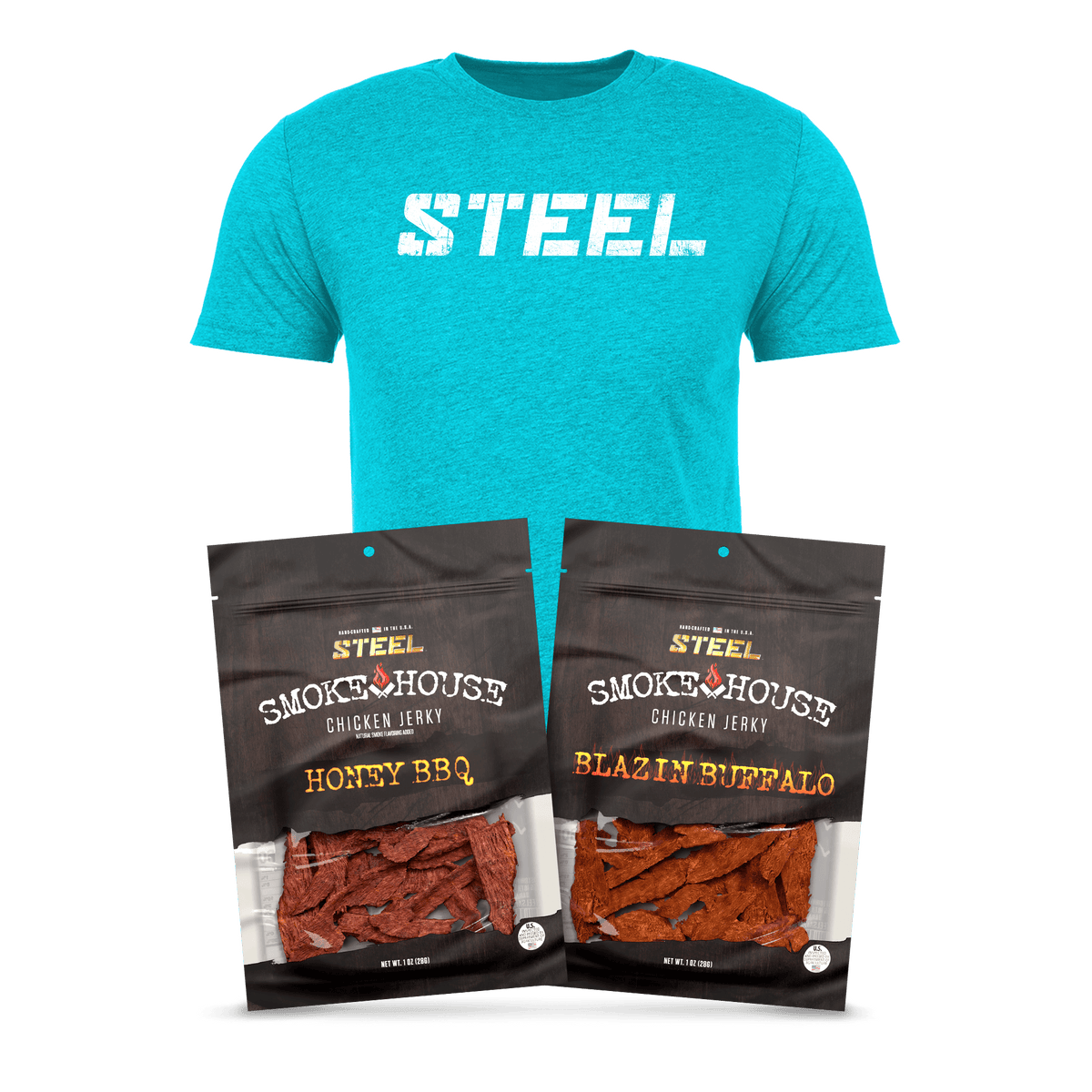 Steel Supplements Bundle Large / Tahiti Teal Chicken Jerky Bundle with T-Shirt