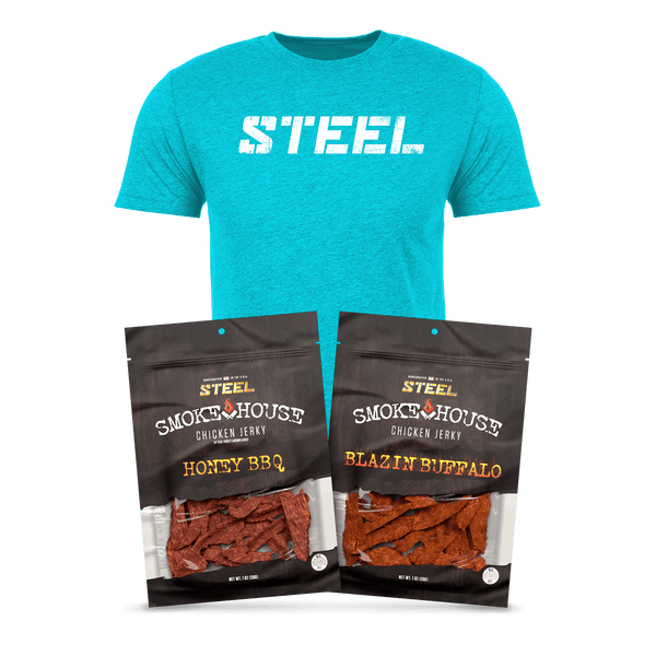 Steel Supplements Bundle Large / Tahiti Teal Chicken Jerky Bundle with T-Shirt