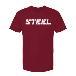 Steel Supplements Apparel Cardinal with White STEEL / S Collegiate T-Shirt Series