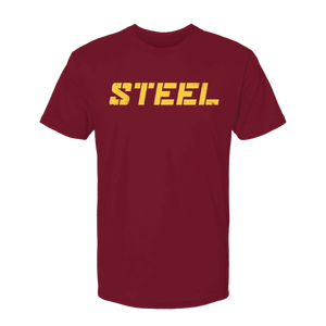 Steel Supplements Apparel Cardinal with Yellow STEEL / S Collegiate T-Shirt Series