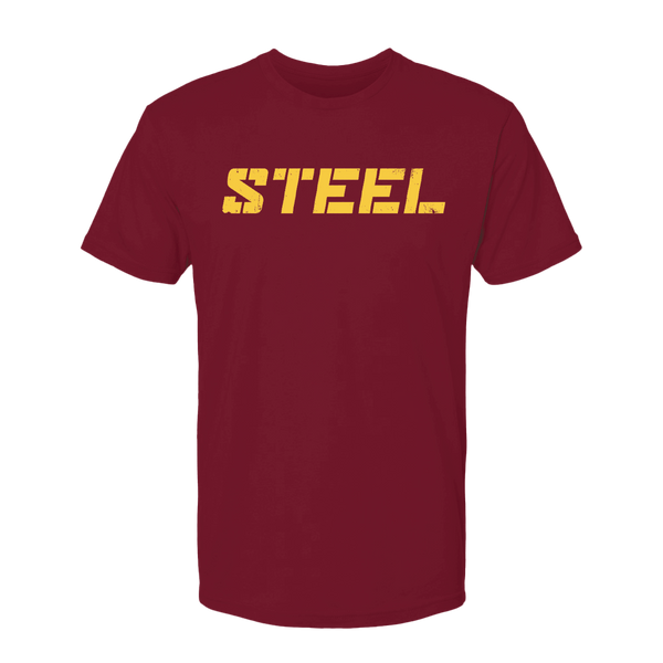Steel Supplements Apparel Cardinal with Yellow STEEL / S Collegiate T-Shirt Series