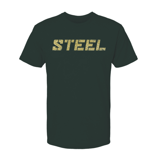 Steel Supplements Apparel Forest Green with Gold STEEL / S Collegiate T-Shirt Series