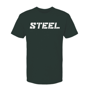 Steel Supplements Apparel Forest Green with White STEEL / S Collegiate T-Shirt Series