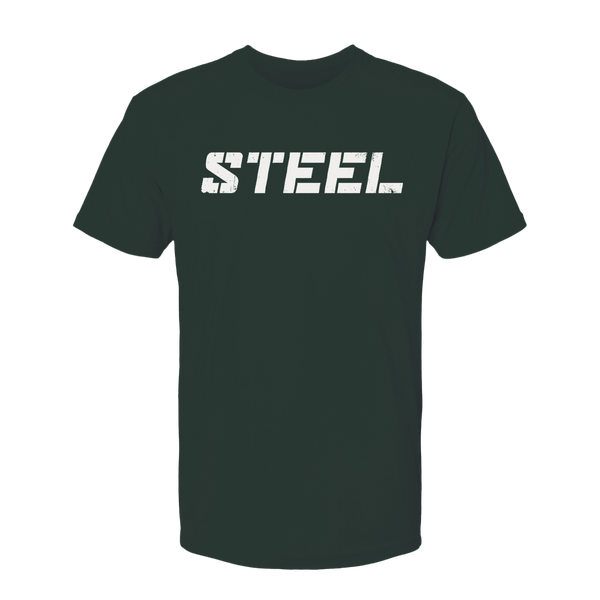 Steel Supplements Apparel Forest Green with White STEEL / S Collegiate T-Shirt Series