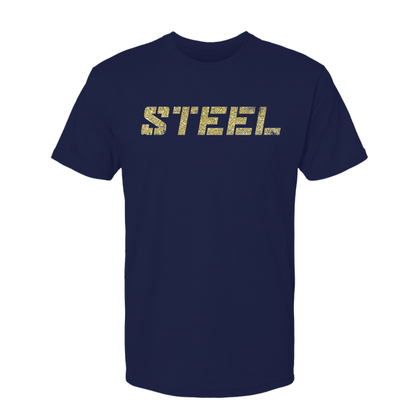 Steel Supplements Apparel Navy with Gold STEEL / S Collegiate T-Shirt Series