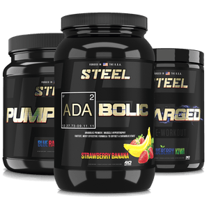 Steel Supplements Stack Strawberry Banana / Blueberry Kiwi / Blue Raspberry ELITE PRE-WORKOUT STACK