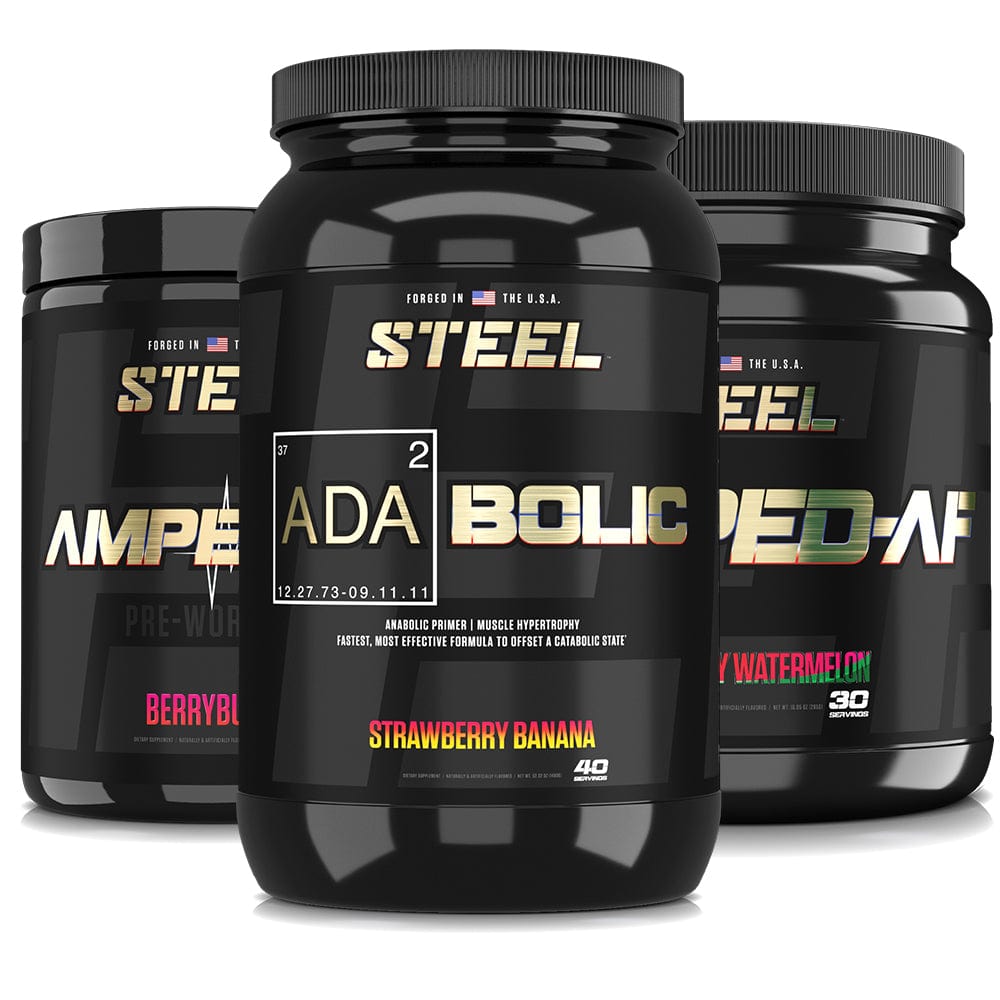 Steel Supplements Stack Strawberry Banana / Berryburst / Strawberry Watermelon ENHANCED PRE-WORKOUT STACK