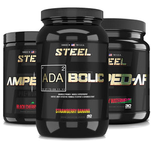 Steel Supplements Stack Strawberry Banana / Black Cherry Sherbet / Strawberry Watermelon ENHANCED PRE-WORKOUT STACK
