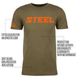 The Steel Supplements Apparel Military Green with Orange Stars & Stripes