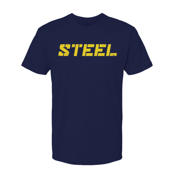 Steel Supplements Apparel S Navy with Yellow Steel T-Shirt