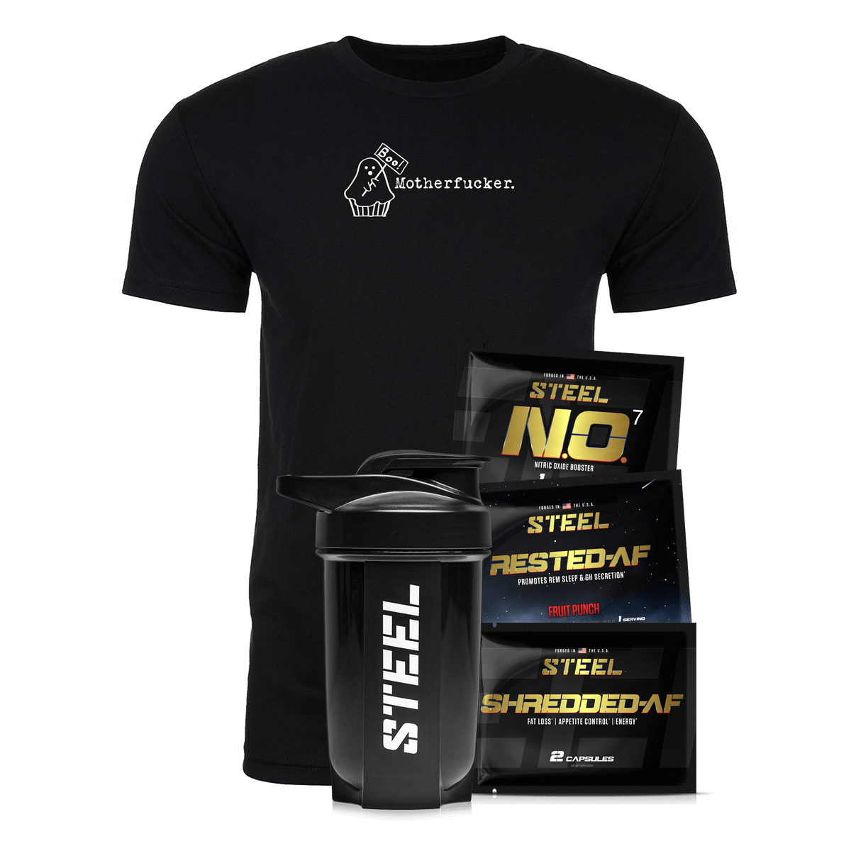 Steel Supplements Promo Bundle Large / Boo MotherF#%ker / Shredded-AF/NO7/Rested-AF...