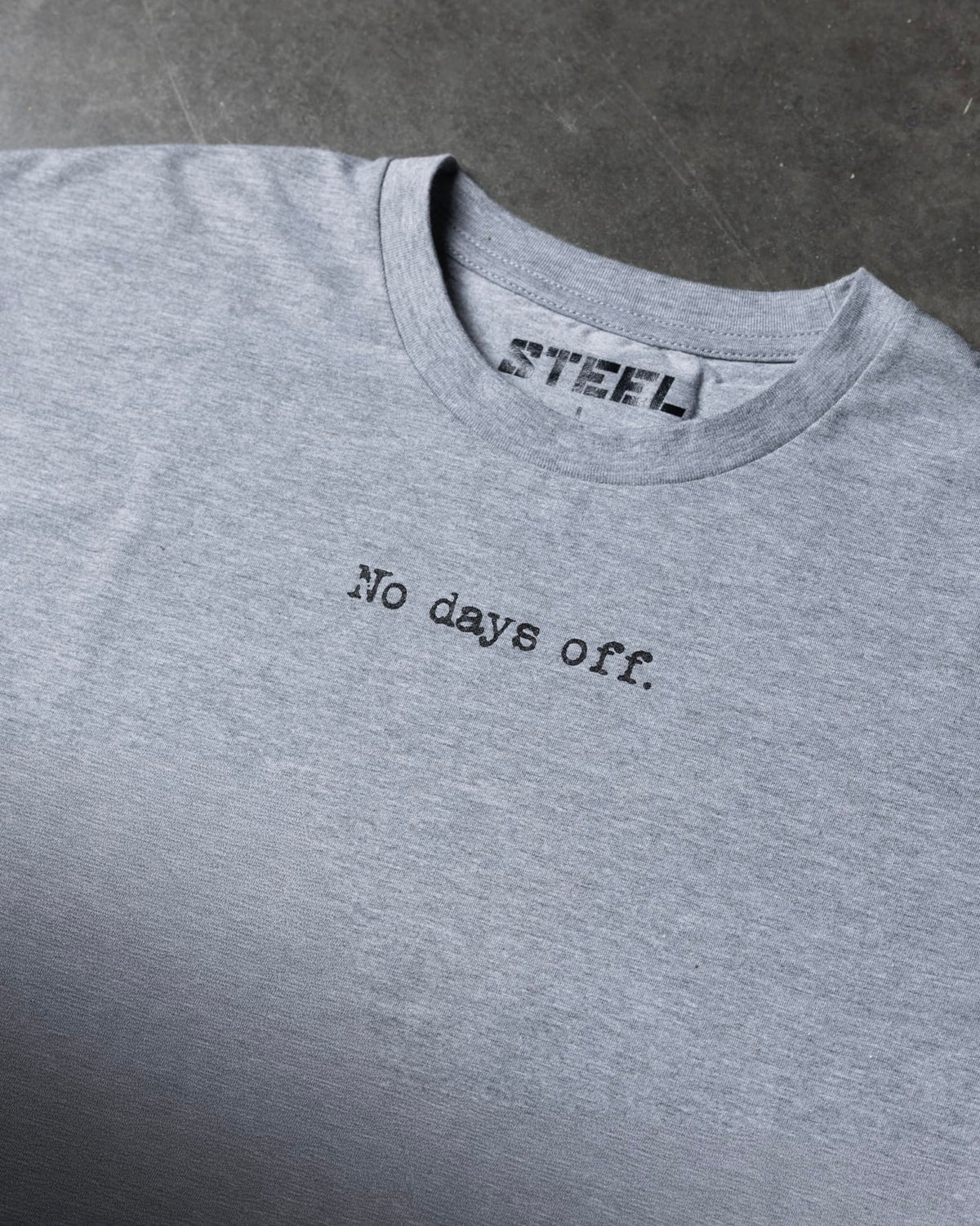 Steel Supplements Apparel No Days Off Typewriter Tee