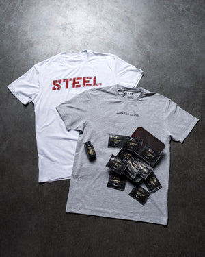 Steel Supplements Promo Bundle NO7 + Hard AF Tin + Shirt