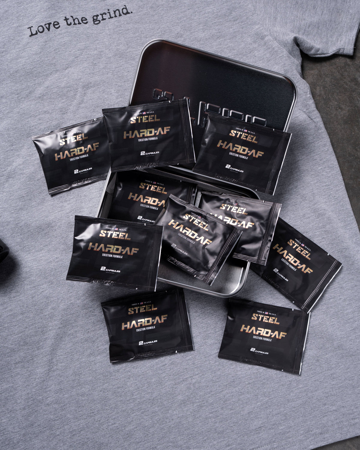 Steel Supplements Promo Bundle NO7 + Hard AF Tin + Shirt