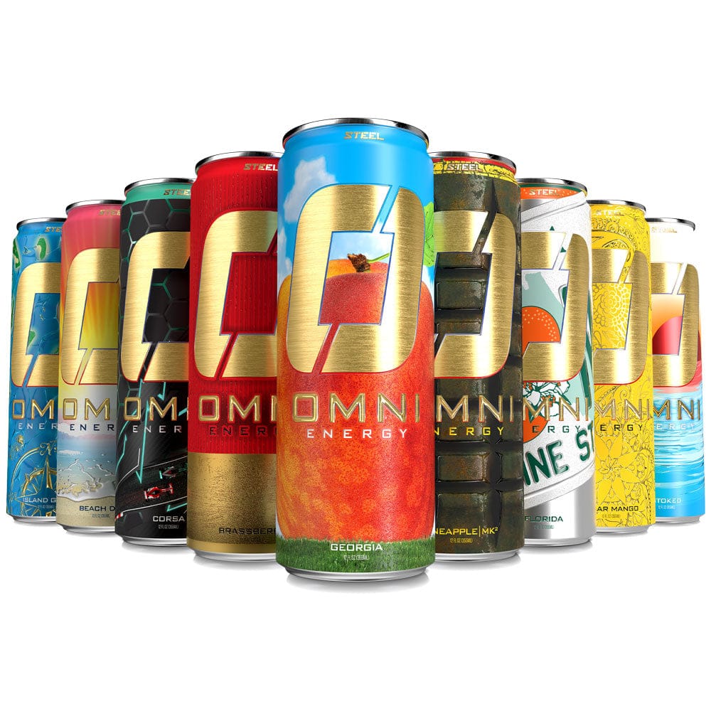 Omni Energy - Case of 12 Cans - Variety Case (Stoked, Beach Day, Corsa) - 12 Cans Omni Energy - Case of 12 Cans - Variety Case (Stoked, Beach Day, Corsa) - 12 Cans