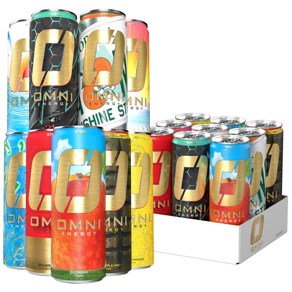 Steel Supplements Supplement Super Variety Case (All 9 Flavors) - 9 Cans Omni Energy - Case of 12 Cans