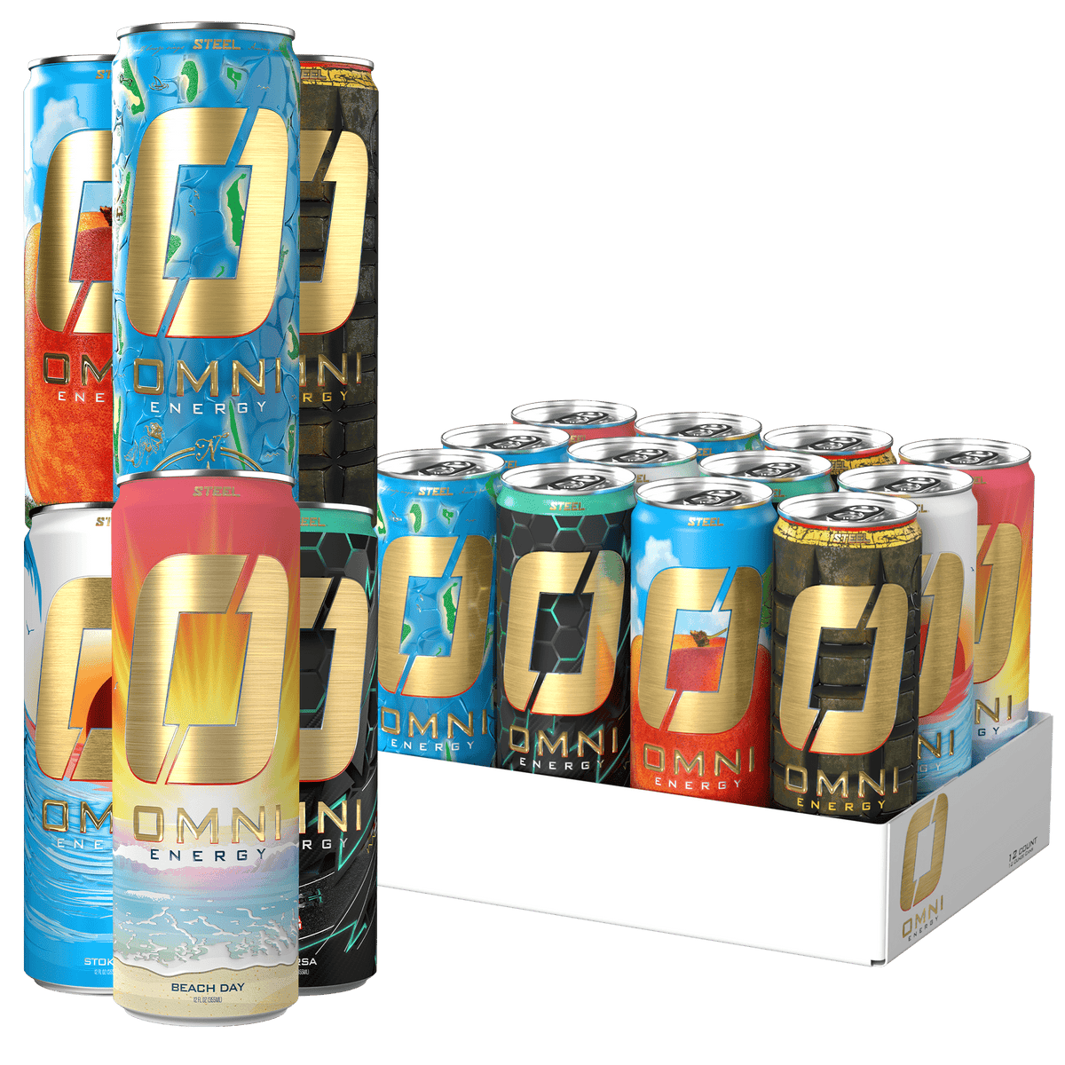 Steel Supplements Supplement Super Variety Pack (2 of each flavor) of 12 cans Omni Energy - Case of 12 Cans