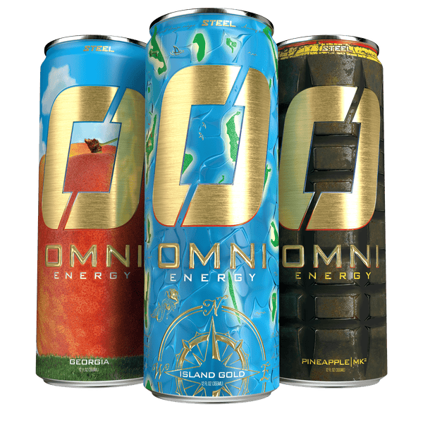 Steel Supplements Supplement Variety Edition 2 (Island Gold/Georgia/Pineapple|MK2) Omni Energy Drink Bundle - 1 Can of Each Flavor