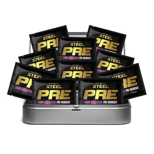 The Steel Supplements Sample Travel Kit (10 Sample Packets) / Bubble Gum PRE Sample Packets