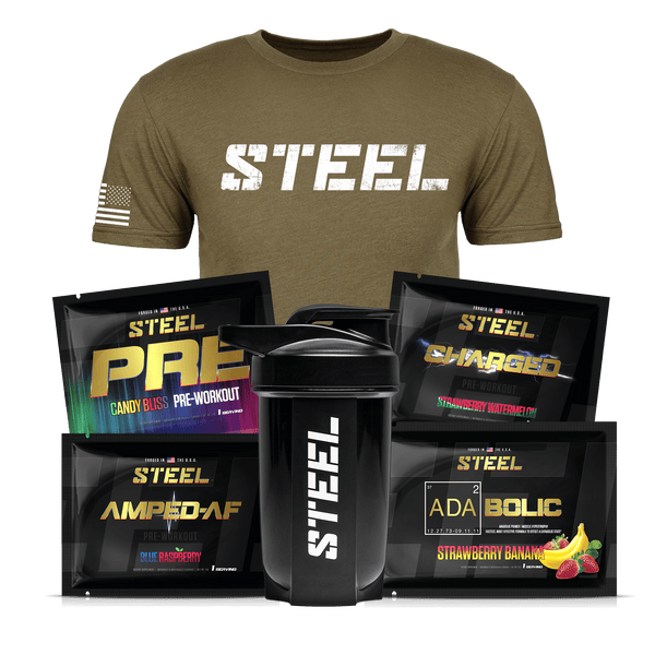 Steel Supplements Bundle Large / Military Green with White Pre-Workout Bundle