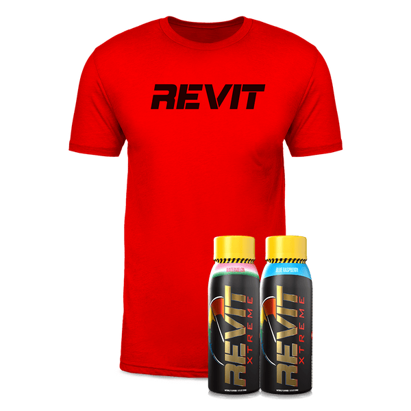 Steel Supplements Bundle Black on Red REVIT T-Shirt / L / 2 Revit Xtremes + T-Shirt Revit Energy Drink Bundle