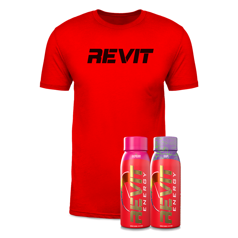 Steel Supplements Bundle Black on Red REVIT T-Shirt / L / 2 Revits + T-Shirt Revit Energy Drink Bundle