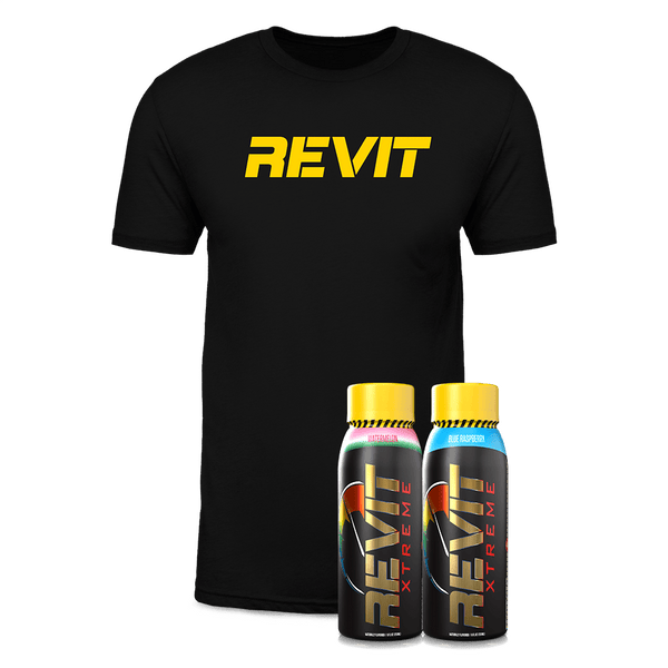 Steel Supplements Bundle Yellow on Black REVIT T-Shirt / L / 2 Revit Xtremes + T-Shirt Revit Energy Drink Bundle