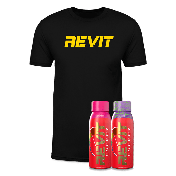 Steel Supplements Bundle Yellow on Black REVIT T-Shirt / L / 2 Revits + T-Shirt Revit Energy Drink Bundle