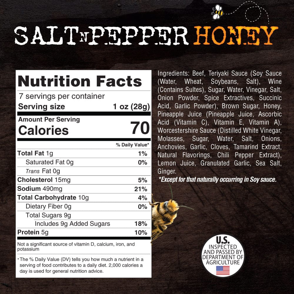 Steel Supplements Jerky Salt N Pepper Honey - Brisket Beef...