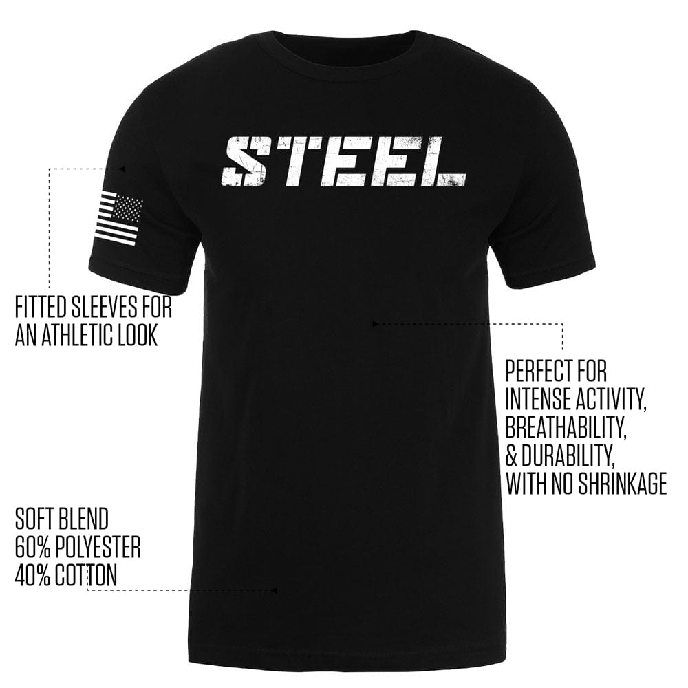 The Steel Supplements Apparel STEEL Black w/ Stars & Stripes Performance T-Shirt