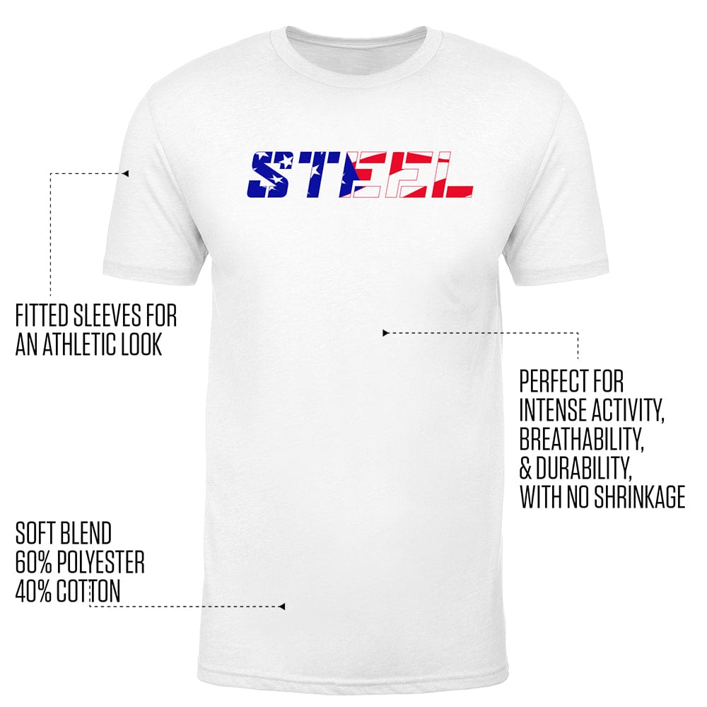 The Steel Supplements Apparel STEEL USA Flag White Performance T-Shirt