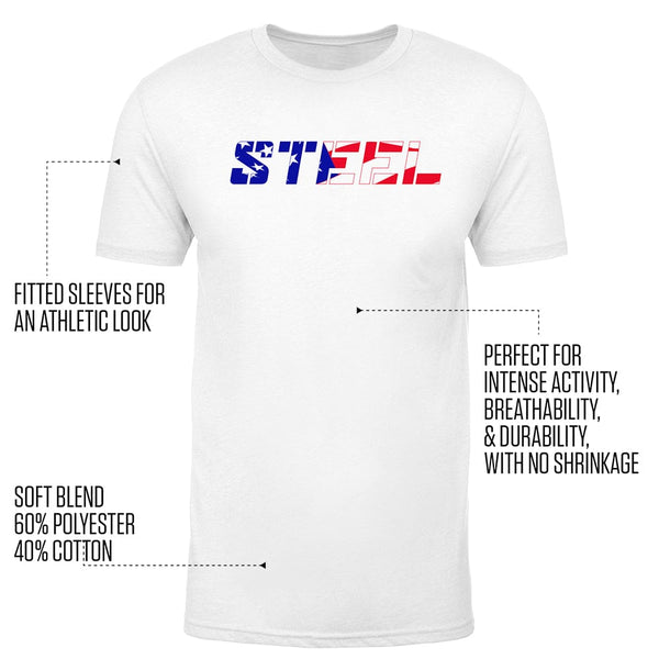 The Steel Supplements Apparel STEEL USA Flag White Performance T-Shirt