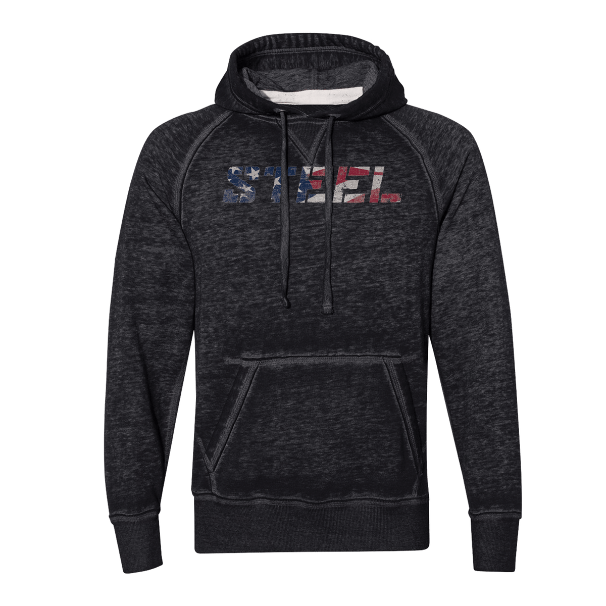 Steel Supplements Apparel S / American Flag Steel Vintage Black Fleece Hoodie