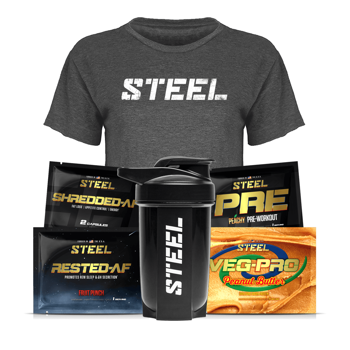 Steel Supplements Bundle Extra Small / White STEEL on Charcoal...