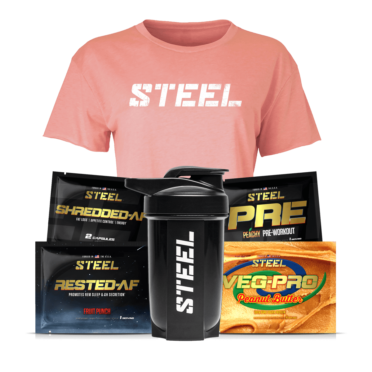 Steel Supplements Bundle Extra Small / White STEEL on Pink...