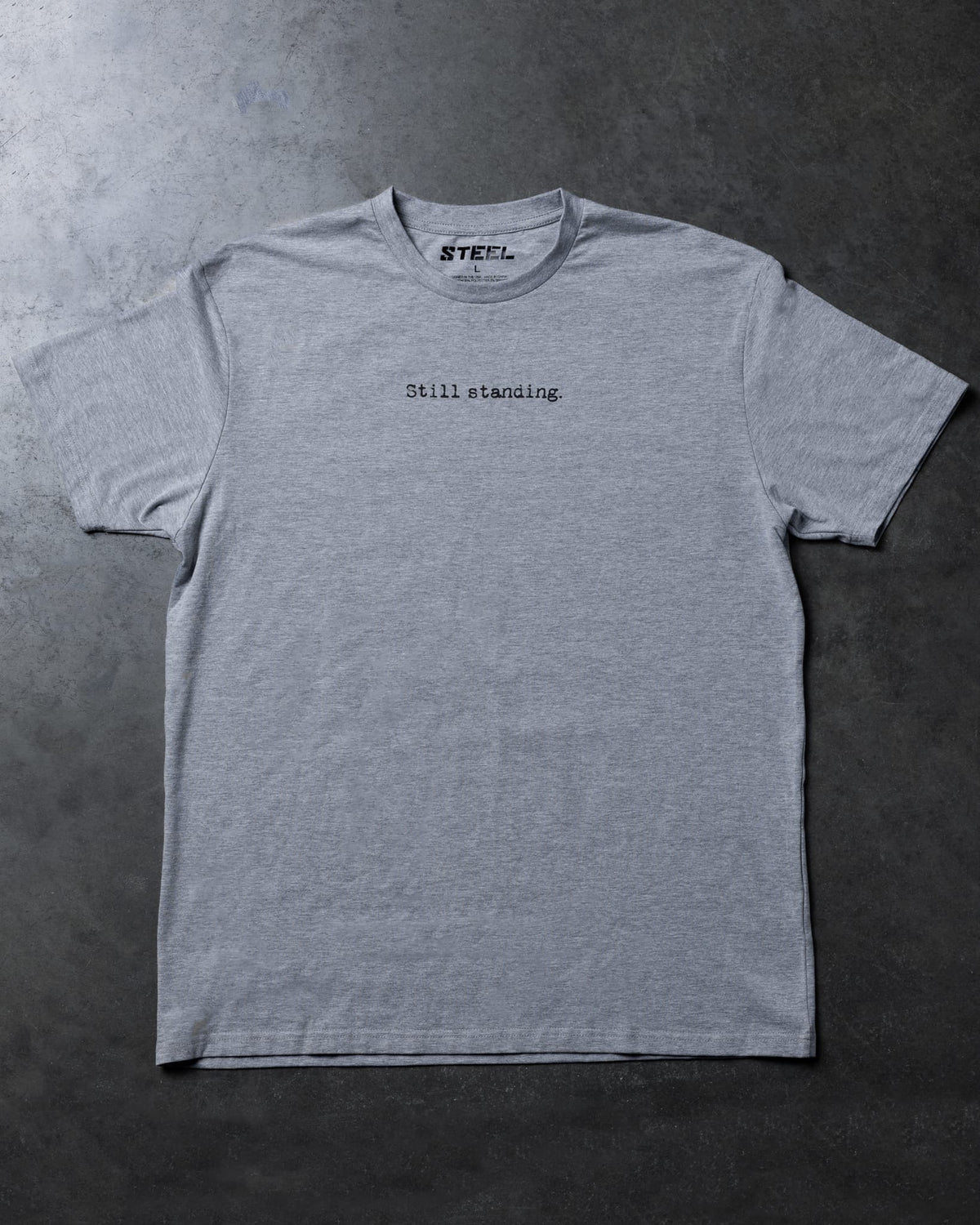 Steel Supplements Apparel S / Gray Still Standing Typewriter Tee