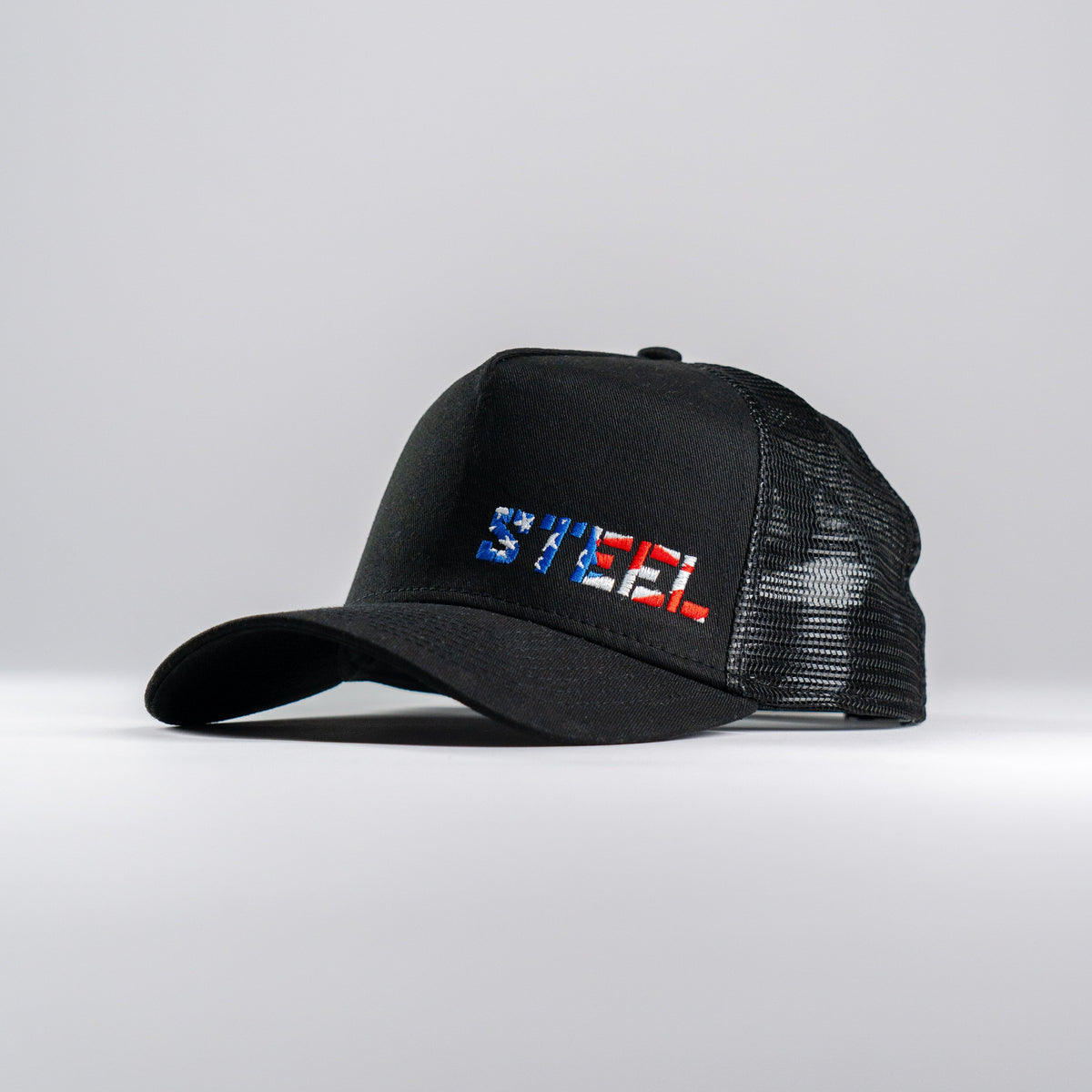 The Steel Supplements Hat Onyx Trucker (American Flag Edition)