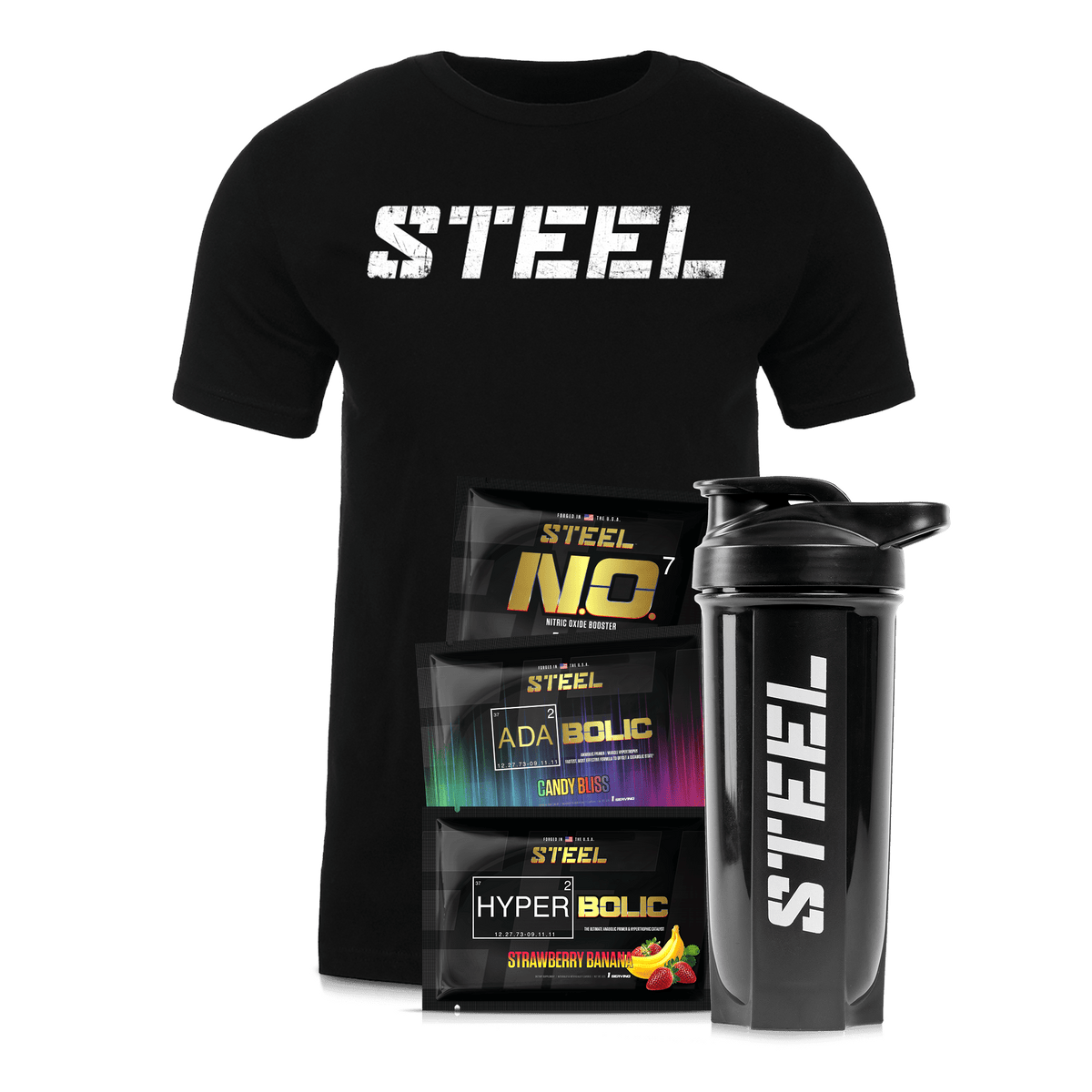 Steel Supplements L / White STEEL on Black Ultimate Pump...