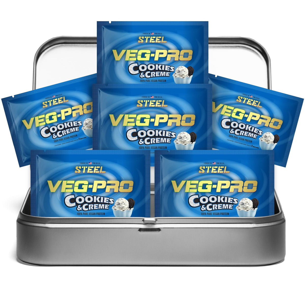 The Steel Supplements Sample Cookies &amp; Creme / Travel Kit (6 Samples) Veg-Pro Sample Packets