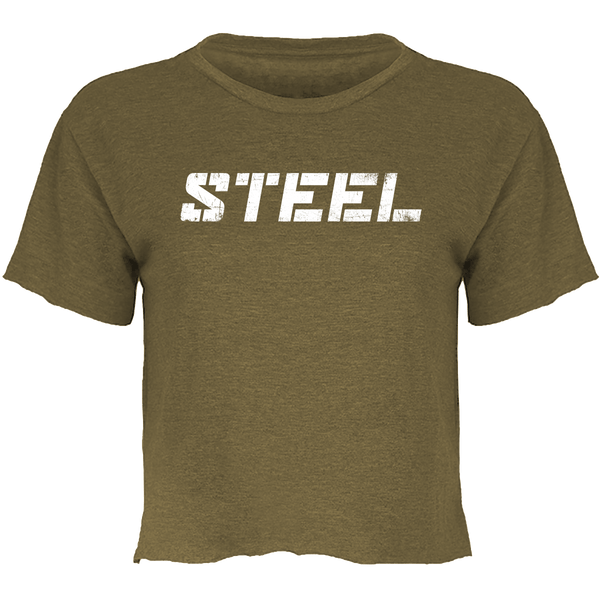 Steel Supplements Apparel White on Military Green / XS Women's Everyday Crop