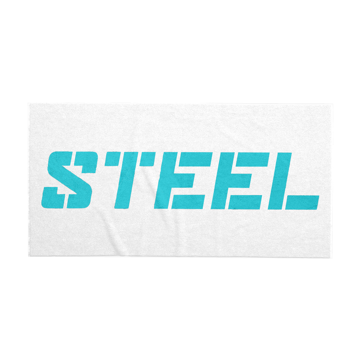 Steel Supplements Teal STEEL on White Beach Towels