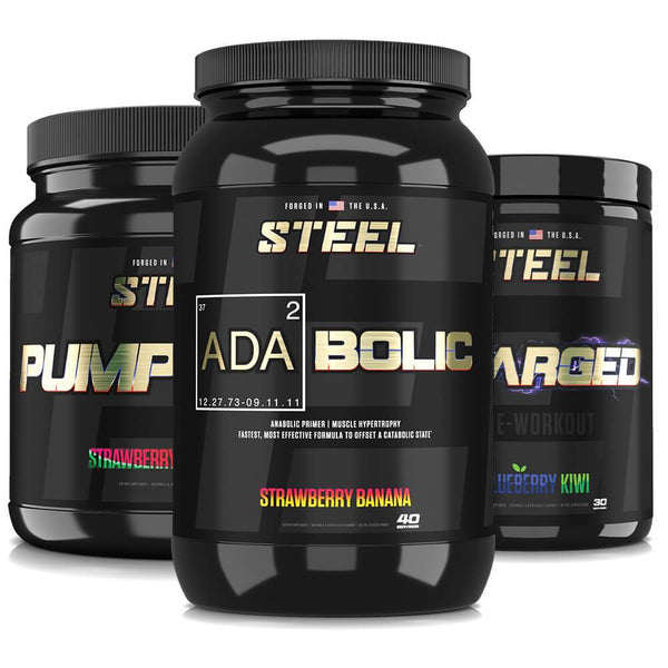 Steel Supplements Stack Strawberry Banana / Blueberry Kiwi / Strawberry Watermelon ELITE PRE-WORKOUT STACK