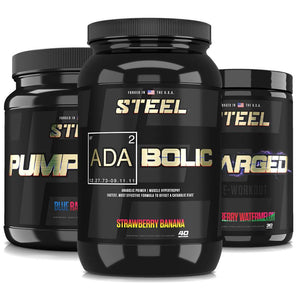 Steel Supplements Stack Strawberry Banana / Strawberry Watermelon / Blue Raspberry ELITE PRE-WORKOUT STACK