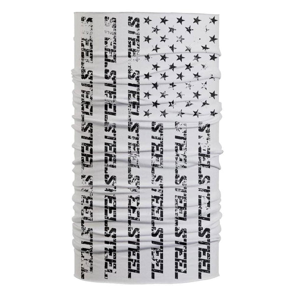 Steel Supplements Accessories White with Distressed Black Flag Face Buff