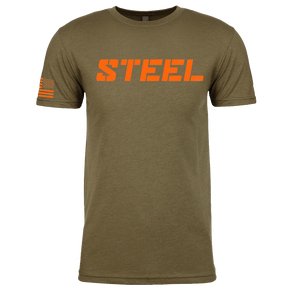 The Steel Supplements Apparel Military Green with Orange Stars & Stripes